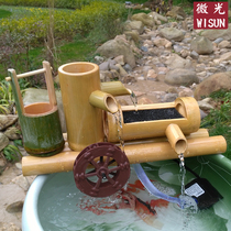 Water ornaments living room Zhaocai Feng Shui wheel bamboo water fountain fish tank humidification filter facade decoration ornaments