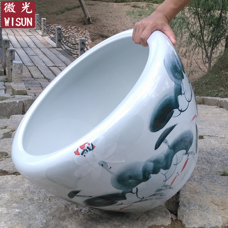 Jingdezhen ceramic fish tank goldfish tank turtle tank water lily pot bowl lotus tank lotus tank extra large living room fish tank