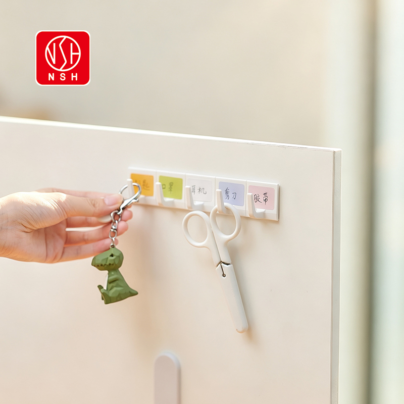 Japanese-Style Strong Hooks for Kitchen Wall Hanging, Detachable Label Hooks with Handwritten Marking Stickers, Door Hooks