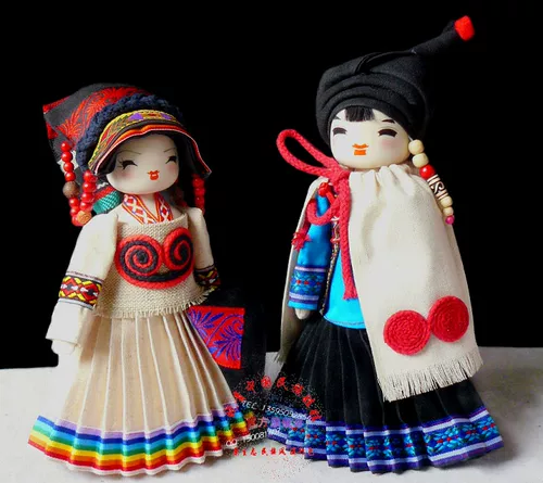 Xiaoqing 27 см. Miao People Buyi, Yi Mongolian тибетские и другие специальные ремесла для этнической куклы конопли