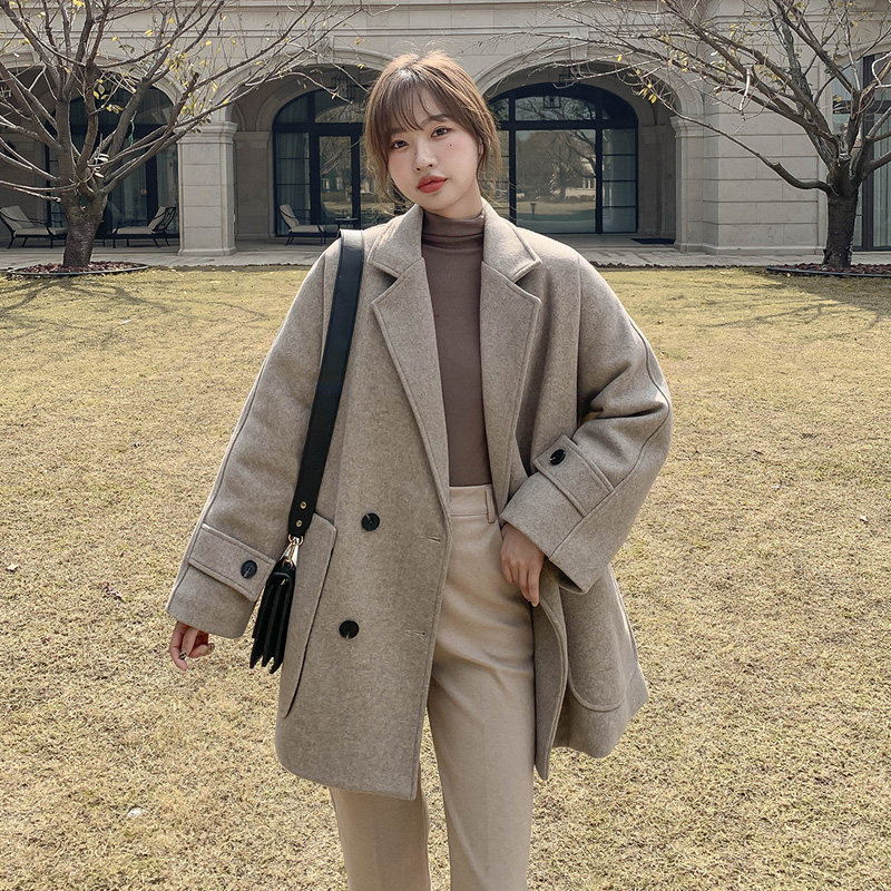 2022 New autumn and winter oatmaid coat girl winter Han Han version of the Kansong Heben Wind coat