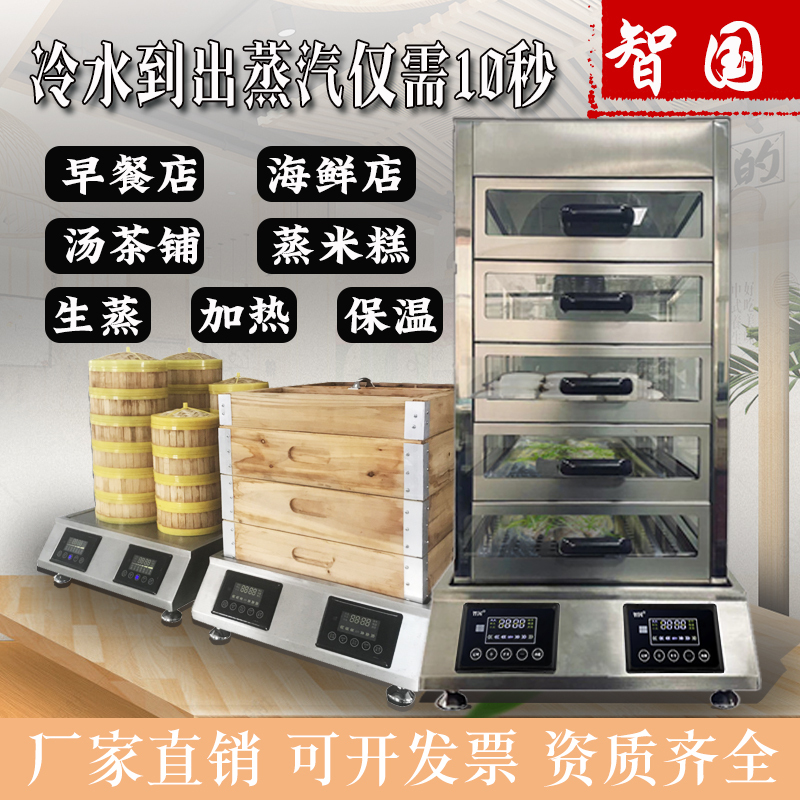Zhiguang's New Multifunctional Electric Steamer for Steamed Buns, Breakfast Shop Tabletop Steamer, Restaurant Soup Steamer, Intelligent Energy-Saving Device