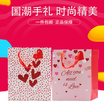 Red pink shopping white cardboard fashion gift handbag paper bag custom LOGO