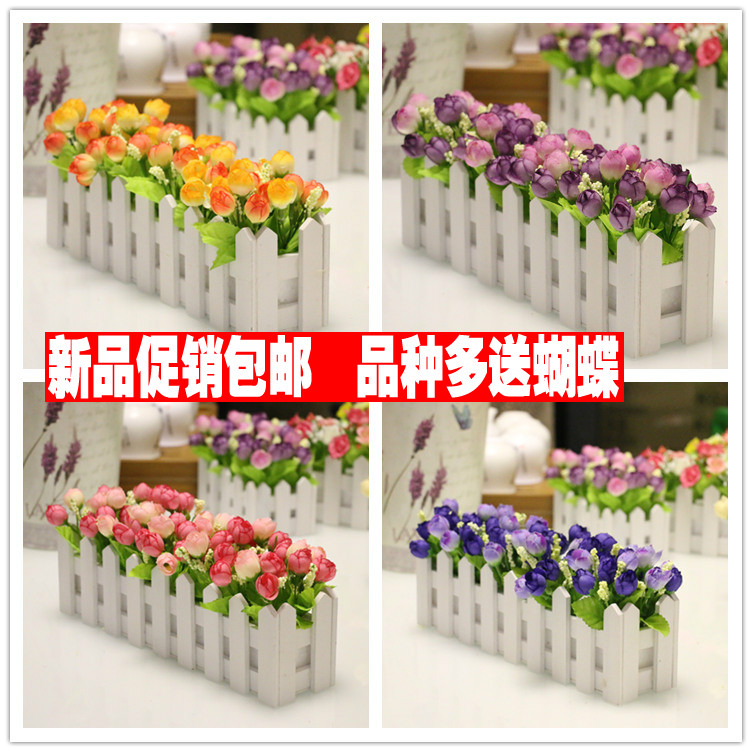 Fake Flowers Potted Plant Furnishing Fields Garden Juan Flowers Small Potted Table Tea Table Flower Pots Fence Emulation Floral Plastic Flower Pendulum