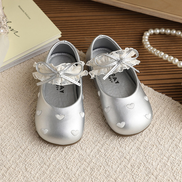 Genuine Leather Girls' Silver Leather Shoes Mary Jane Soft-Soled Stylish Princess Shoes 2026 Spring and Autumn Children's Shoes Baby Flats — 2
