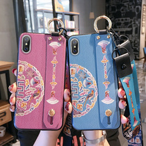 Chinese style Apple x mobile phone shell new xs retro wristband iPhonexsmax with lanyard halter neck 8plus personality creative Apple 7 8 silicone soft shell xr protective case 6spl