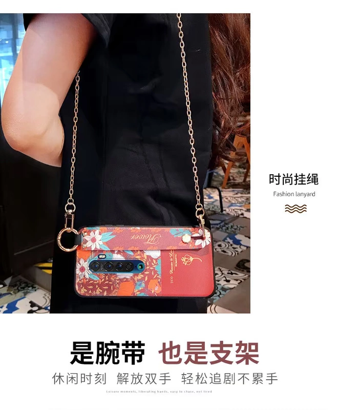 Mi Tuo retro hoa opporenoz vỏ điện thoại di động Reno3pro cá tính vòng đeo tay Reno2z sáng tạo rec crossbody ace chain mười lần zoom vỏ bảo vệ Reno3 mô hình nữ 5g - Nhẫn