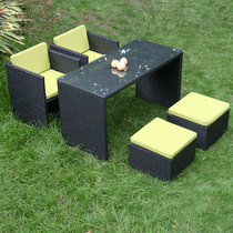 Outdoor leisure rattan tables and chairs cafe open-air dining chairs indoor balcony courtyard garden space-saving rattan chair combination