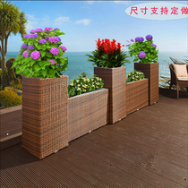 Outdoor rattan flower box balcony gardening hotel flower rack commercial street flower pot multi-layer floor-to-ceiling living room wrought iron flower rack