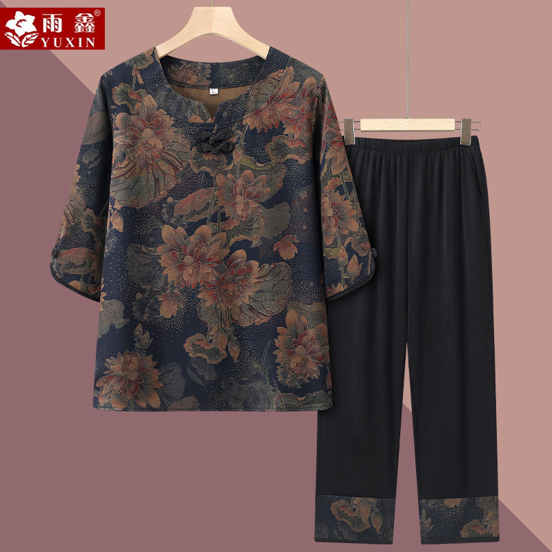 Summer Clothes for Middle-Aged and Elderly Women, Grandma's Short-Sleeved Suit, Mother's Summer Mid-Sleeve Clothes, Wife's 70-80 Year Old Two-Piece Set Summer Clothes for Middle-Aged and Elderly Women, Grandma's Short-Sleeved Suit, Mother's Summer Mid-Sleeve Clothes, Wife's 70-80 Year Old Two-Piece Set