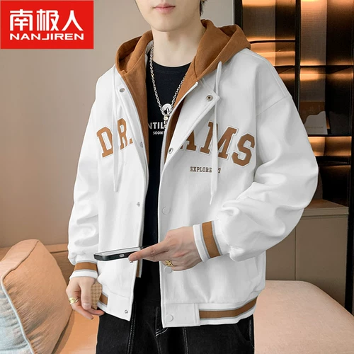 Комплект, осенняя демисезонная ветрозащитная трендовая куртка с капюшоном