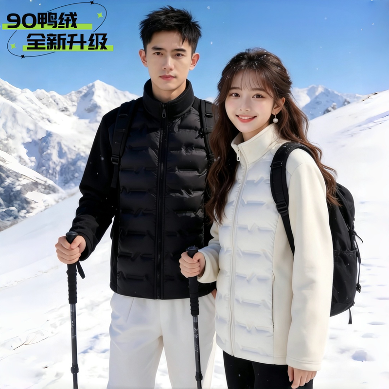 Lingxia 2026 Winter New down Jacket Couple Style Coat Softshell Jacket Inner Liner Men's and Women's Lightweight Warm Stand Collar