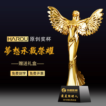 Creative trophy custom angel wings crystal resin award commemorative gift Oscar gold man trophy making