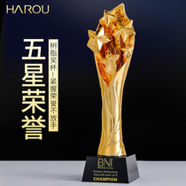 Crystal trophy customized custom creative resin five-pointed star excellent staff annual meeting honorary awards production lettering