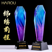 Crystal trophy creative customization excellent staff sales champion team custom teacher honor high grade trophy custom