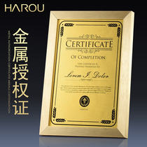 Metal Authorization Brand Crystal Medal Customized High-end Gold Foil Agent Honor Plaque Certificate Creative Production