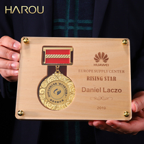 Medals Customized Solid Wood Trophy Licensing Brand Creative Metal Merit Medal Honor Medal High-end souvenir production
