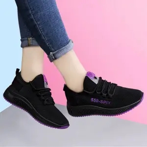 550 Purplegym shoes female 2020 spring new pattern ventilation Versatile black Mesh surface Travel leisure time light soft sole run shoes