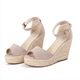 ເກີບສົ້ນຜູ້ຍິງ 2023 Spring and Summer Straw Wedge Fish Mouth Sandals Thick-Soled Platform Platform Buckle High-Heels Women's Shoes