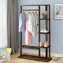 Modern solid wood coat rack floor hanging hanger household storage rack bedroom simple clothes rack new Chinese frame