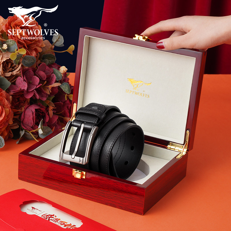 Seven Wolves Needle Buckle Belts Men Genuine Leather Young People Trends 2021 New Upscale Pure Luxury Cow Leather Belts