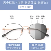 [Не -degree] рамка черного золота+черный синий свет A UV -защищенные линзы