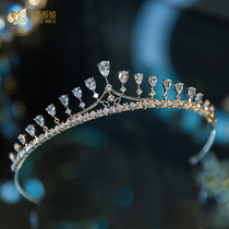 Thousand color bride crown headdress Zircon super fairy princess Korean 2021 new wedding wedding accessories Cui Lan