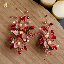 Hand-made liquid floral red classical head floral shaded with makeup styling headwear to clip teenage Han conserved head ornament Qinting