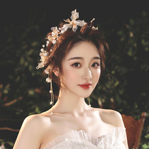 Original Japanese and Korean artificial liquid flower beaded headband hair accessories bride headwear studio makeup hairpin accessories can be shan