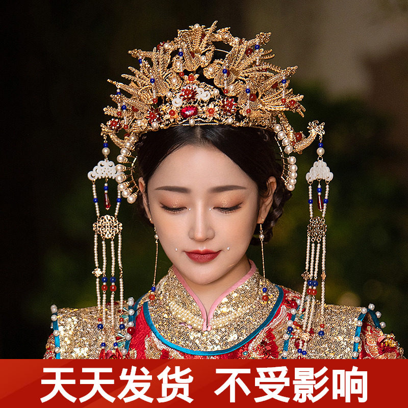 Chinese style new show and the Ming-made Han suit Wedding Ornaments Pearl Classical Wedding headwear National Wind styling accessories Qinhan