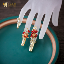 Bridal ring New Chinese costume finger cover Xiuhe clothing Dragon and phoenix coat Wedding ring photo jewelry flower ring