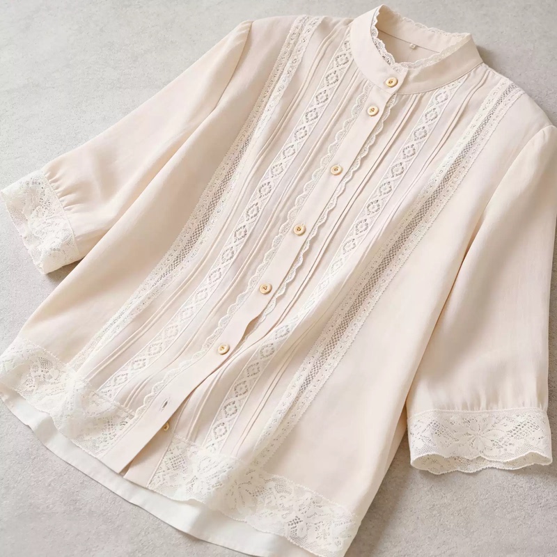 On Sale on April 28: Lightweight Linen Blend Shirt with French Lace Accents