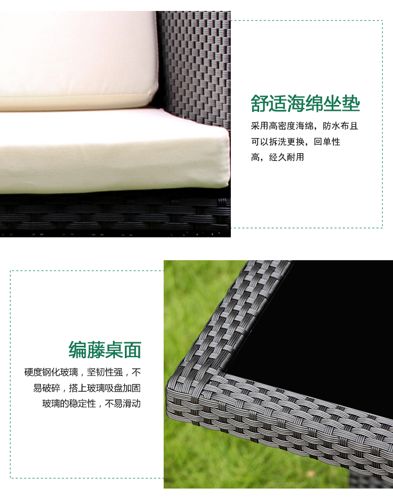 Nội thất ban công ngoài trời Jingou Kết hợp bàn ghế mây ngoài trời Sân vườn ngoài trời Bàn cà phê Sân châu Âu Ghế salon bàn ghế sân vườn ngoài trời