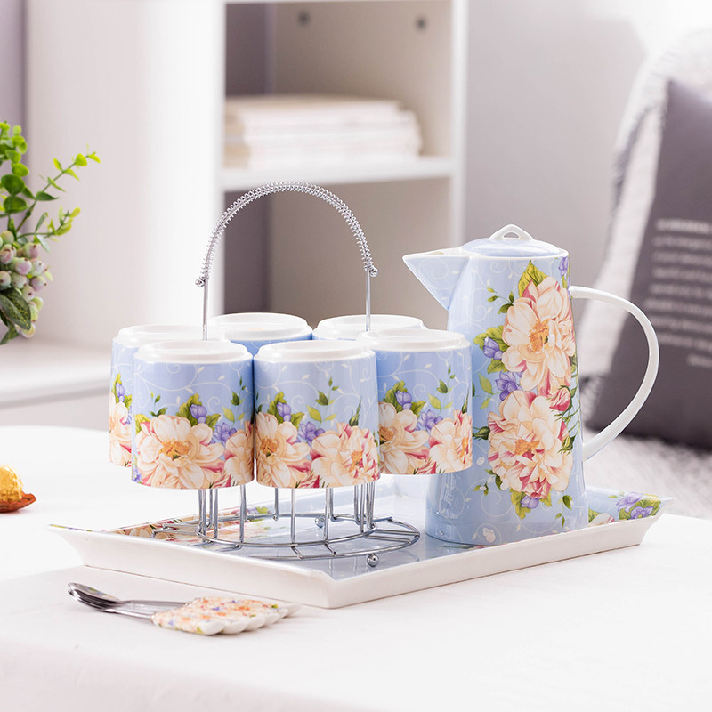 Water with suit Bone Porcelain Home no cups Ceramic Living Room Eu Style Mug Minima Cold Kettle Tea Set