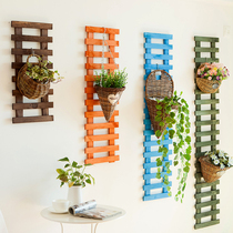 Indoor anti-corrosion solid wood balcony wall plant flower shelf living room wall hanging orchid flower pot stand hanging decoration