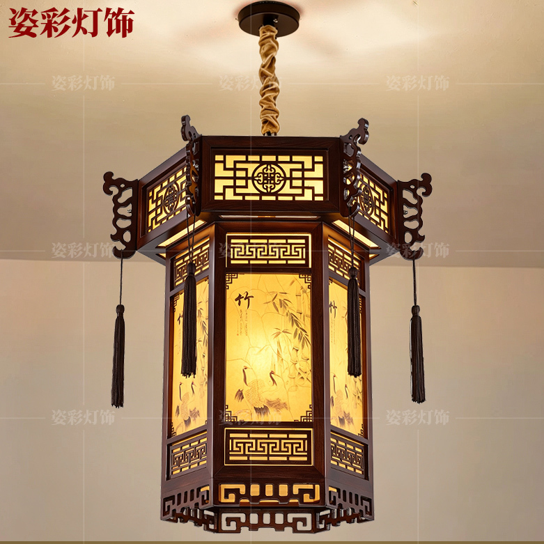 Chinese-Style Chandelier, Antique Solid Wood Palace Lantern, Ancient Architectural Inn, Ancestral Hall, Temple, Corridor, Pavilion, Hexagonal Red Lantern Chinese-Style Chandelier, Antique Solid Wood Palace Lantern, Ancient Architectural Inn, Ancestral Hall, Temple, Corridor, Pavilion, Hexagonal Red Lantern