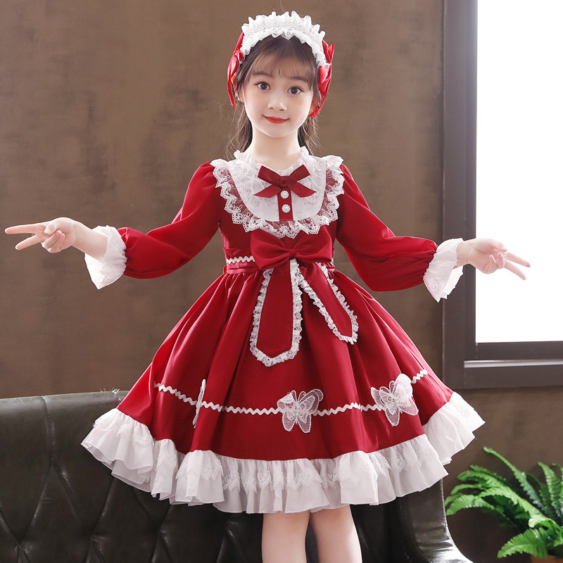 Girls dress spring and autumn children's princess dress genuine Lolita skirt foreign style spring lolita skirt Lolita