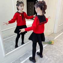 Girls suit autumn clothes 2022 new girl foreign style Korean version of childrens clothing spring and autumn middle-aged and older childrens net red two-piece set