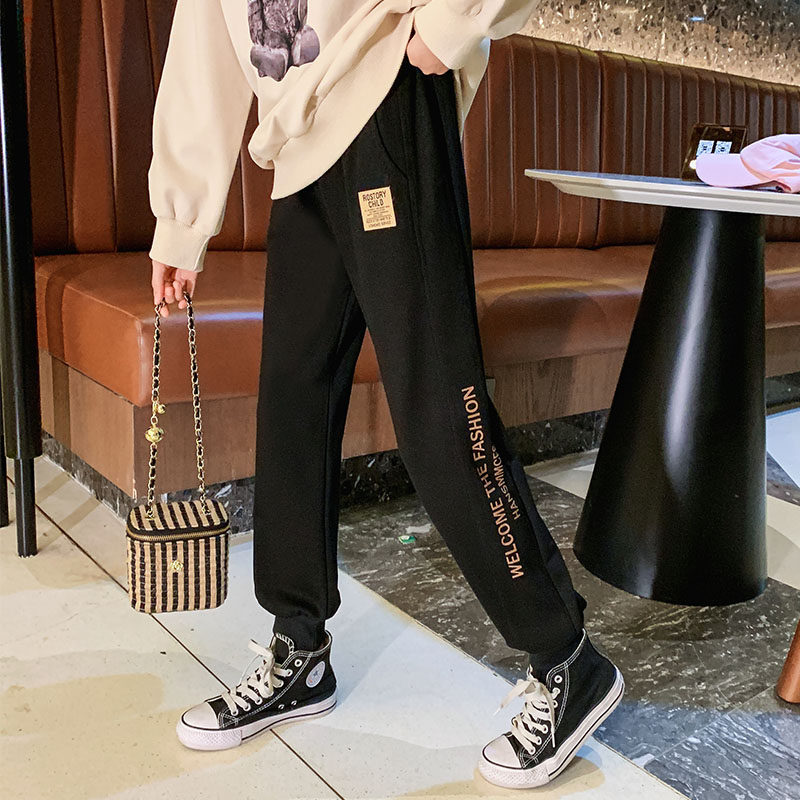 Girls' loose sports pants 2022 new spring and autumn casual pants middle-aged children's girls' autumn western style pants