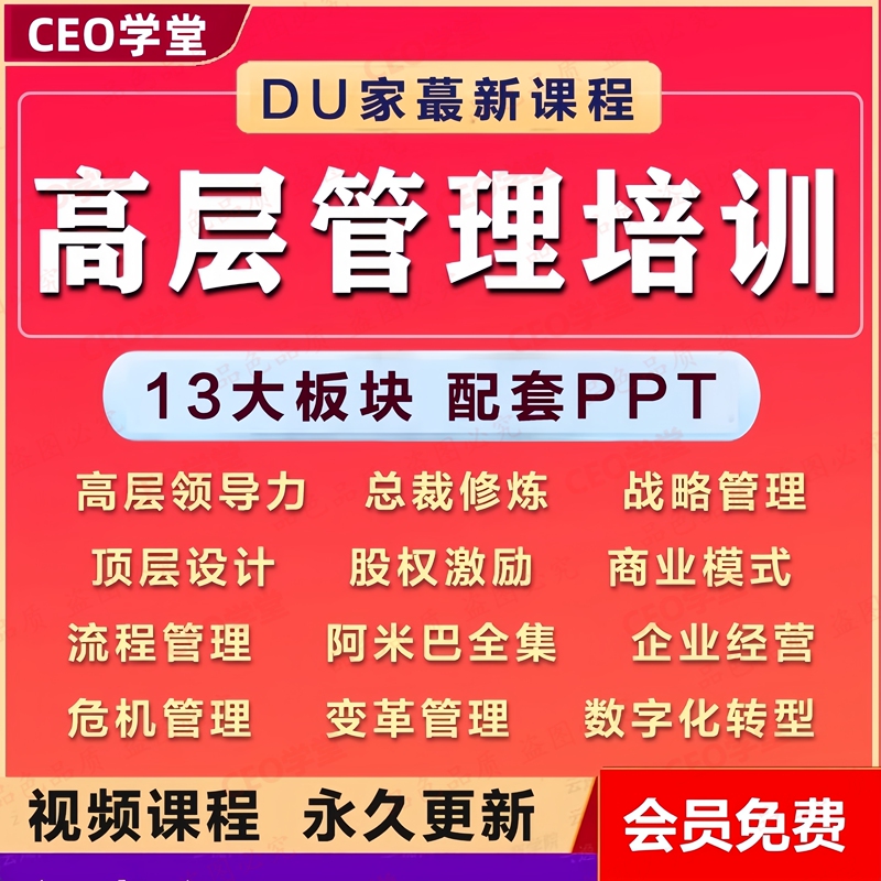High-Level Management Training Video Course: Chairman and Ceo Leadership, Strategic Top-Level Equity Incentives, Business Processes