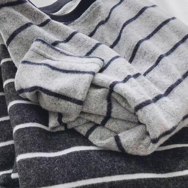 Foreign Trade Surplus Soft Cashmere Feel/Fluffy Striped Knit Loose Long-Sleeve T-Shirt Base Shirt for Women Autumn/Winter Foreign Trade Surplus Soft Cashmere Feel/Fluffy Striped Knit Loose Long-Sleeve T-Shirt Base Shirt for Women Autumn/Winter