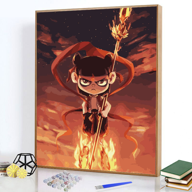 Digital Oil Color Painting Living Room Scenery Cartoon Cartoon Characters fill in color hand-painted color DIY oil painting Day-style propylene