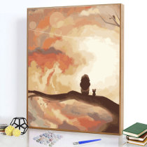 diy digital oil painting living room animation landscape decompression oil color painting hand-painted digital hand-painted large decorative painting