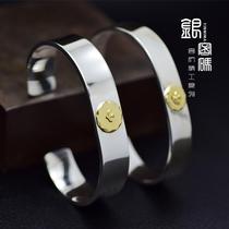 Silver password handmade flat beating bracelet s925 silver 18K gold high bridge groom large curry with open bracelet