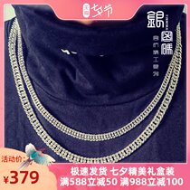 Silver code 99 foot silver Cuban necklace mens sterling silver ins niche design trend fashion personality domineering send boyfriend