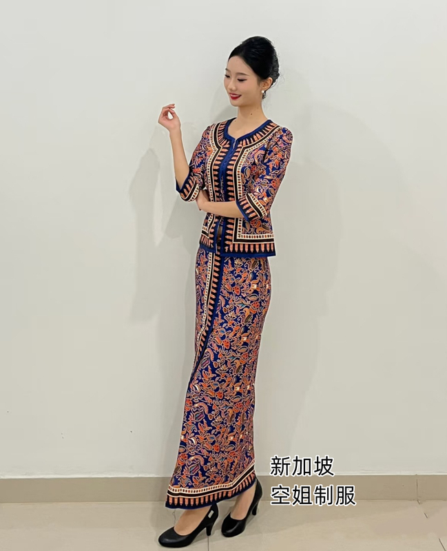 Southeast Asia Singapore Malaysia Airlines Stewardess Uniform Ethnic Nonya Clothing Hotel Work Uniform Set