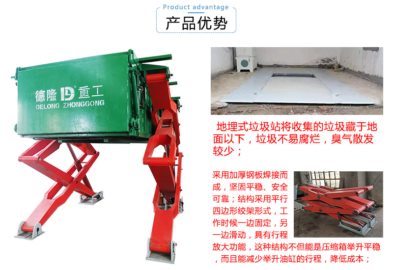 水平直壓式垃圾中轉(zhuǎn)壓縮設(shè)備舉升式垃圾壓實機下沉式垃圾站壓縮箱