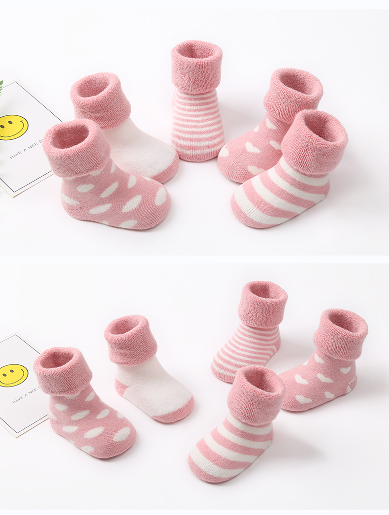 Vớ trẻ em dày vớ cotton ấm cho bé mùa thu đông 0-1 tuổi sơ sinh 3-6-12 tháng vớ terry tất cho bé