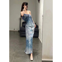 2022 summer new French style high-end tie-dye suspender dress design sense niche temperament thin dress skirt
