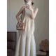 2022 spring and summer new French light luxury textured sleeveless dress niche design pleated profile vest skirt